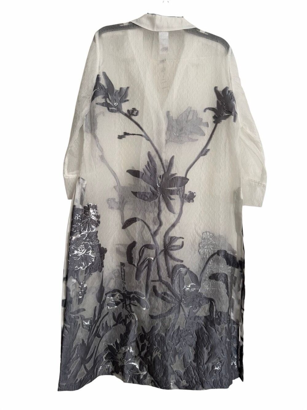 Chico’s Travelers Novelty Jacquard Sheer Duster Sweater Jacket Size 2 US12-14 - Picture 5 of 7
